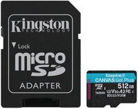 Карта памяти Kingston microSDXC 512GB Canvas Go Plus 170R A2 U3 V30 + Адаптер (SDCG3/512GB)
