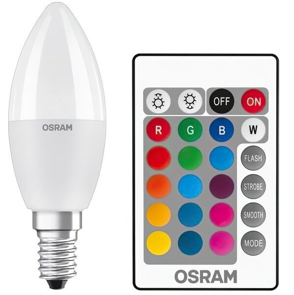 

Лампа светодиодная OSRAM LED STAR Е14 5.5-40W 2700K+RGB 220V В35 пульт ДУ