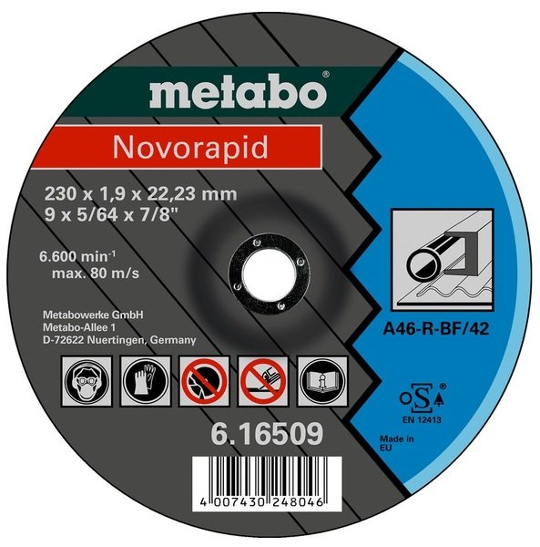 

Круг отрезной Metabo Novorapid 230x1,9x22,23 сталь, TF 42