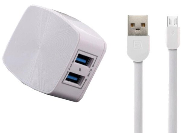 

Сетевое ЗУ Remax 2.4 A Dual USB Charger + Data Cable for Micro white