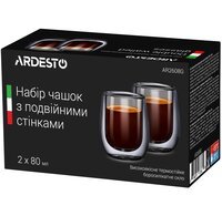  Набір чашок Ardesto з подвійними стінками для еспрессо, 80мл, 2 шт (AR2608G) 