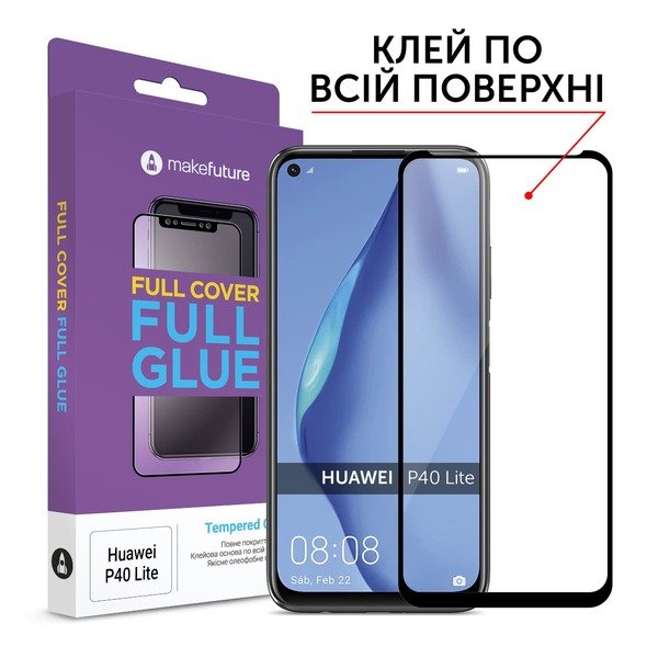 

Защитное стекло MakeFuture для Huawei P40 Lite Full Cover Full Glue