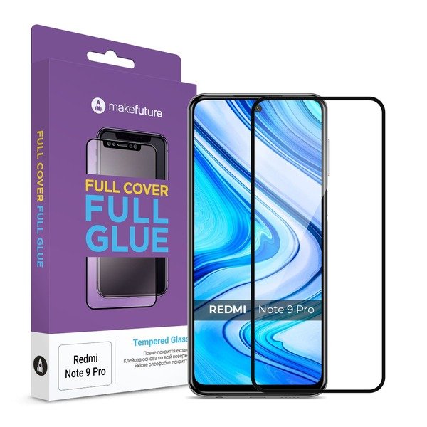 

Защитное стекло MakeFuture для Xiaomi Redmi Note 9 Pro Full Cover Full Glue