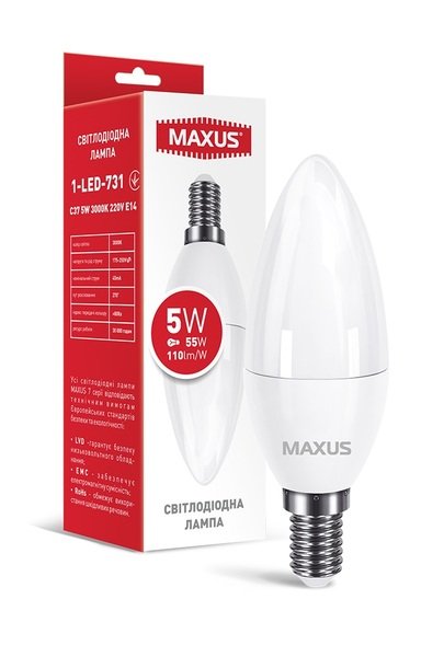

Светодиодная лампа MAXUS C37 5W теплый свет 220V E14 (1-LED-731)