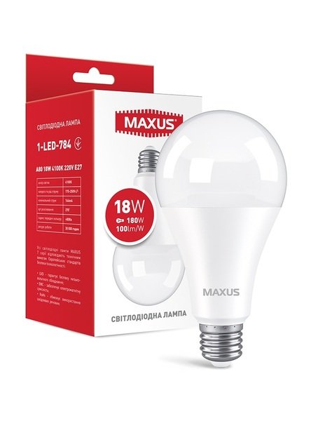 

Светодиодная лампа MAXUS A80 18W 4100K 220V E27 (1-LED-784)