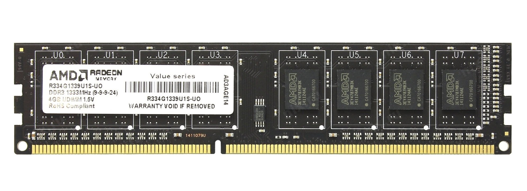 

Память для ПК AMD DDR3 1333 4GB 1.5V (R334G1339U1S-U)