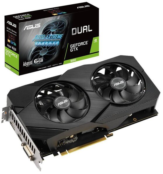 

Видеокарта ASUS GeForce GTX1660 6GB GDDR5 DUAL Advanced EVO (DUAL-GTX1660-A6G-EVO)
