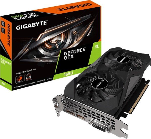 

Видеокарта GIGABYTE GeForce GTX1650 4GB DDR6 128bit DP-HDMI-DVI D6 WINDFORCE OC