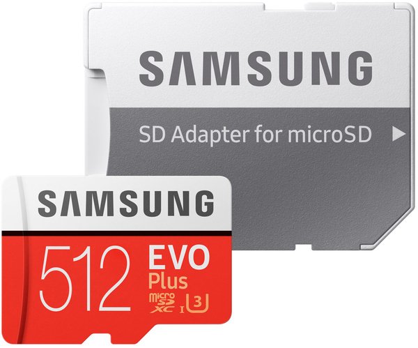 

Карта памяти SAMSUNG microSDXC 512GB Class 10 UHS-I U3 R100 / W90MB / s Evo Plus V2 + SD адаптер