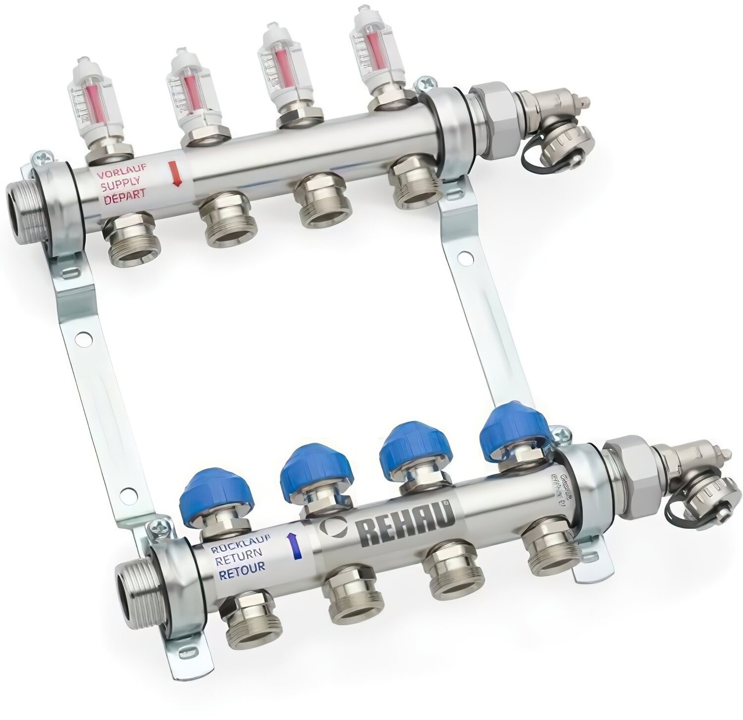 Розподільний колектор Rehau HKV-D, 6+6, V2A, з ротаметрами, нержавіюча сталь (1476199)