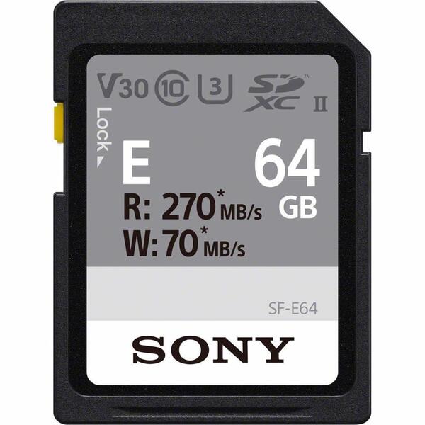 

Карта памяти Sony 64GB SDXC C10 UHS-II U3 V60 R270/W120MB/s Entry