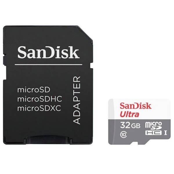 Акція на Карта памяти SanDisk microSDHC 32GB C10 UHS-I R100MB/s Ultra + SD (SDSQUNR-032G-GN3MA) від MOYO
