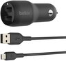Автомобильное ЗУ Belkin Car Charger 24W Dual MicroUSB 1m Black (CCE002BT1MBK) фото