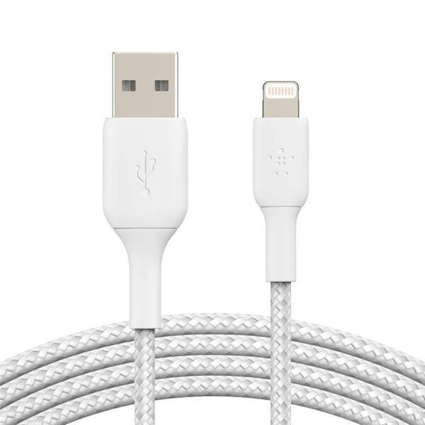 

Кабель Belkin USB-A – Lightning BRAINDED 2m White (CAA002BT2MWH)