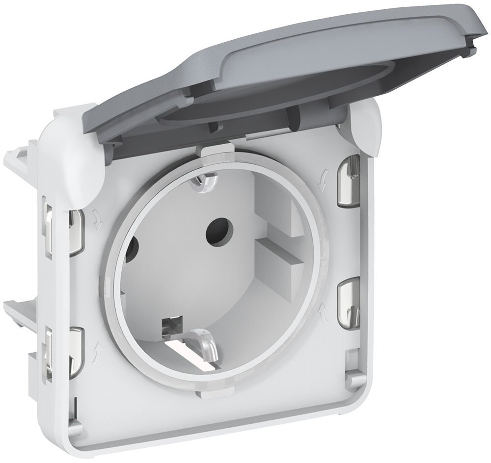 

Розетка Legrand Schuko Plexo 16А, 250В, ІР55, ІК07 с крышкой, винтовые зажимы, Серый