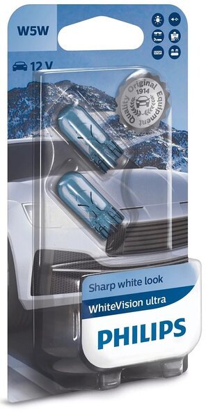 

Лампа накаливания Philips W5W WhiteVision Ultra 2шт/блистер (12961WVUB2)