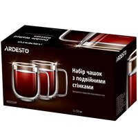 Набор чашек с ручками Ardesto с двойными стенками, 250 мл, 2 шт (AR2625GHP)