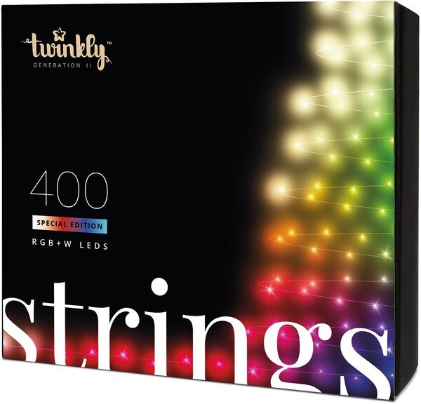 

Smart LED Гирлянда Twinkly Strings RGBW 400, BT + WiFi, Gen II, IP44, кабель черный (TWS400SPP-BEU_bundle)