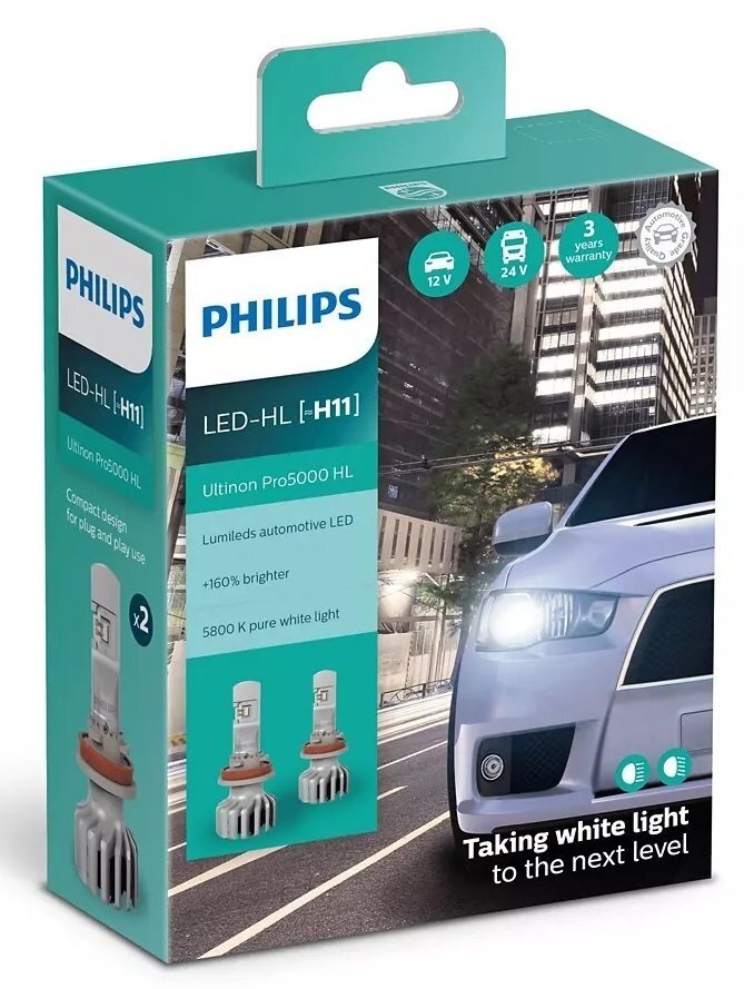 

Лампа светодиодная Philips H11 Ultinon Pro5000 + 160%, 2 шт / комплект