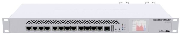 Акция на Маршрутизатор MikroTik Cloud Core Router 1016-12G 12xGE, RouterOS L6, LCD panel, rack (CCR1016-12G) от MOYO