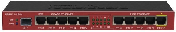 

Маршрутизатор MikroTik RouterBOARD 2011iLS 5xFE, 5xGE, 1xSFP, RouterOS L4 (RB2011iLS-IN) (RB2011ILS-IN)