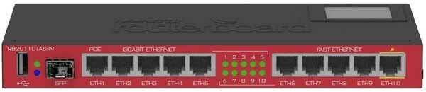 

Маршрутизатор MikroTik RouterBOARD 2011UiAS 5xFE, 5xGE, 1xSFP, RouterOS L5, LCD panel (RB2011UiAS-IN)