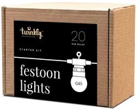 Smart LED Гирлянда Twinkly Festoon RGB 20, G45, Gen II, IP44, 10м, кабель черный (TWF020STP-BEU)
