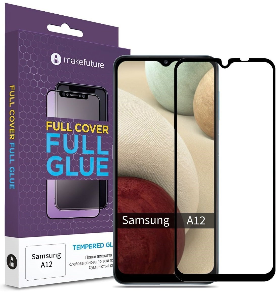 Защитное стекло MakeFuture Galaxy A12 Full Cover Full Glue (MGF-SA12) фото 