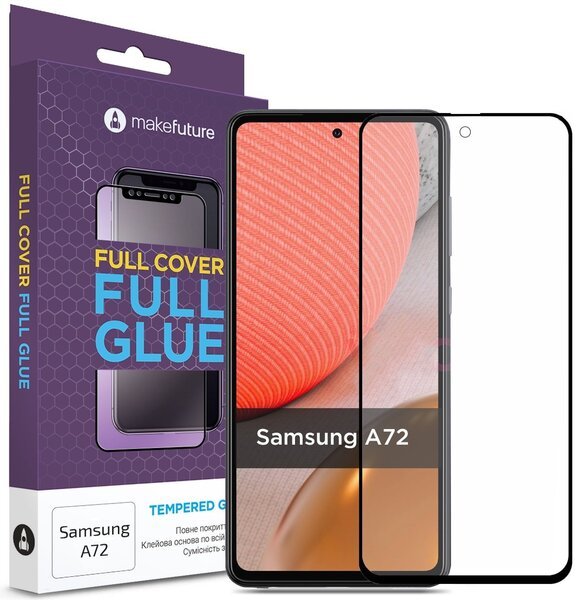 

Защитное стекло MakeFuture для Galaxy A72 Full Cover Full Glue (MGF-SA72)