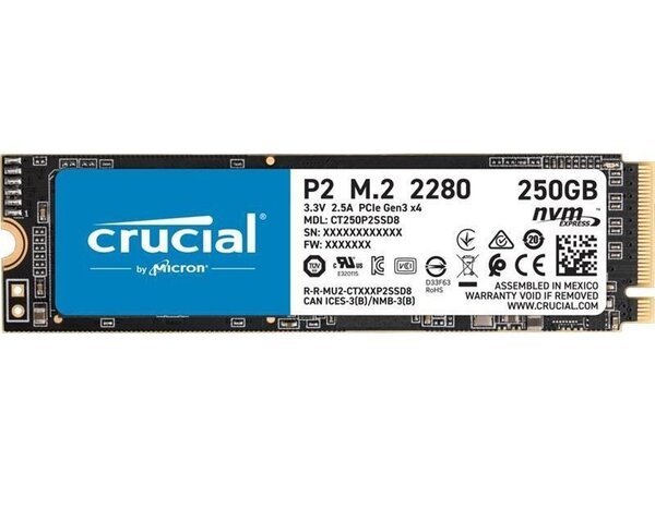 

SSD накопитель M.2 Crucial 250GB NVMe PCIe 3.0 x4 P2 2280 (CT250P2SSD8)