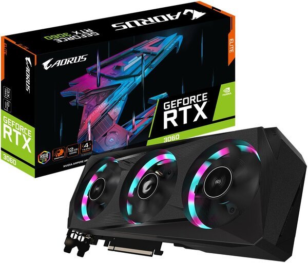 

Видеокарта GIGABYTE GeForce RTX3060 12GB GDDR6 AORUS ELITE