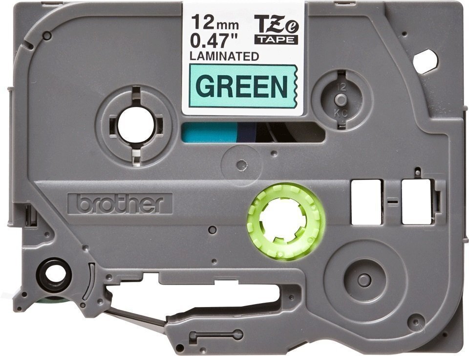 Термо-лента Brother 12mm ламинированная, черный на зеленом (TZE731) фото 