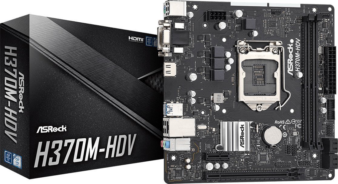 

Материнcкая плата ASRock H370M-HDV s1151 H370 2xDDR4 HDMI-DVI-VGA mATX