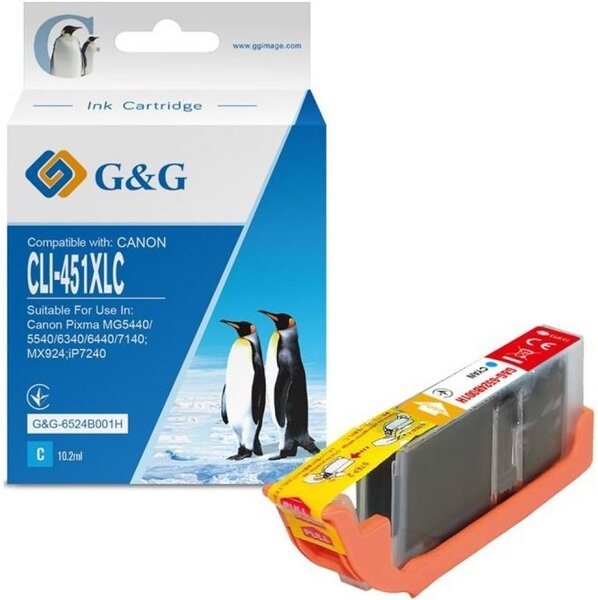

Картридж G&G для Canon CLI-451C (Cyan) PIXMA MG5440/MG6340 (G&G-6524B001H)