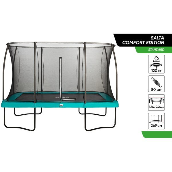 

Батут Salta Comfort Edition прямоугольный 366x244 см зеленый