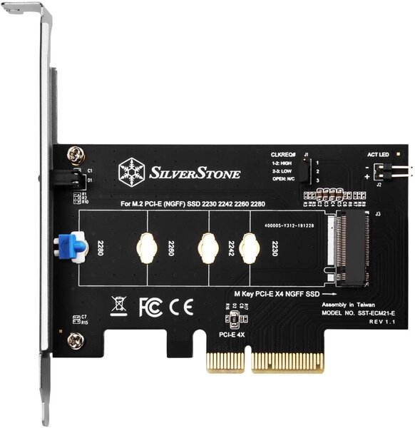 

Плата-адаптер SilverStone PCIe x4 для SSD m.2 NVMe (SST-ECM21-E)