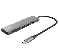 USB-хаб Trust Dalyx Fast 3 USB+Card Reader USB-C Aluminium (24191)