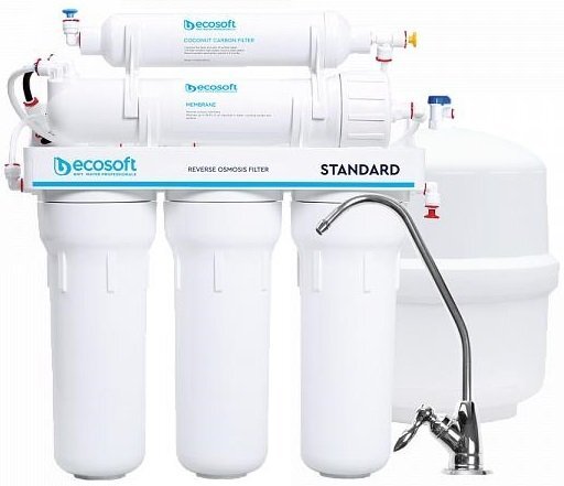 Фільтр зворотного осмосу Ecosoft Standard 5-50 (1 вугіль.картридж, простий кран, 50 галл/добу)