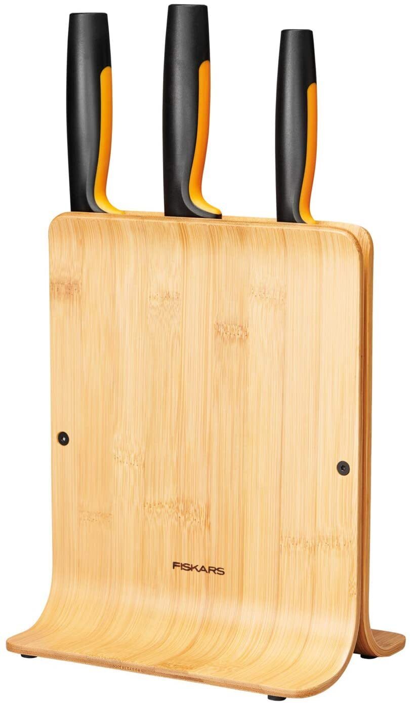 Набір ножів Fiskars FF з бамбуковою підставкою, 3 шт (1057553)фото