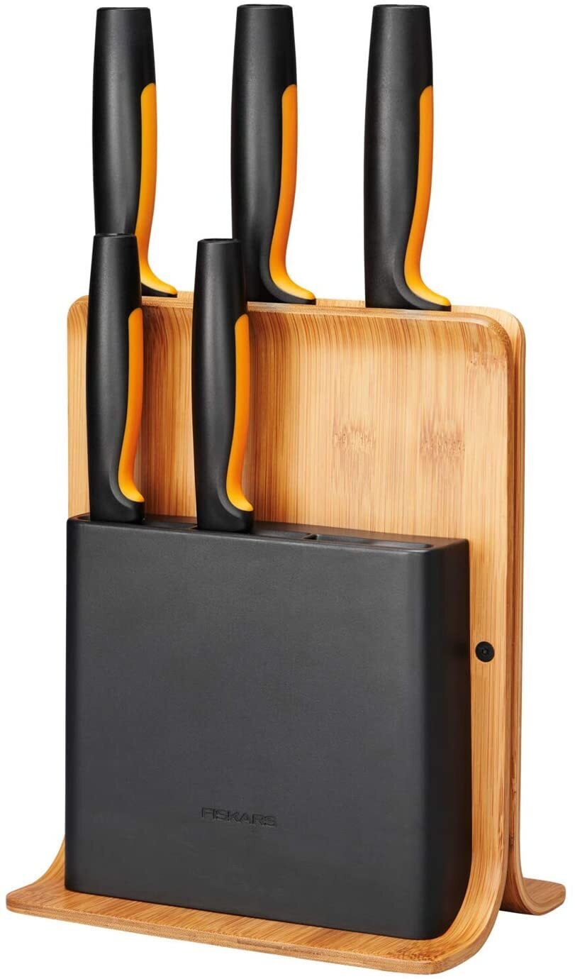 Набор ножей Fiskars FF с бамбуковой подставкой, 5 шт (1057552) фото 