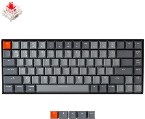 

Клавиатура KEYCHRON K2 84 keys, Gateron RED, White LED, Black (A1_KEYCHRON)