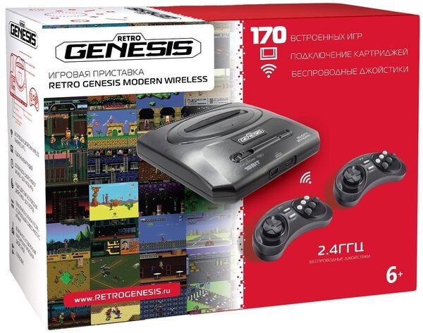 

Игровая консоль Retro Genesis 16 bit Modern Wireless (170 игр, 2 беспроводных джойстика) (ConSkDn78)