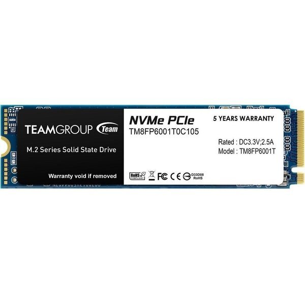 

SSD накопитель Team M.2 NVMe PCIe 3.0 x4 1TB MP33 2280 TLC (TM8FP6001T0C101)