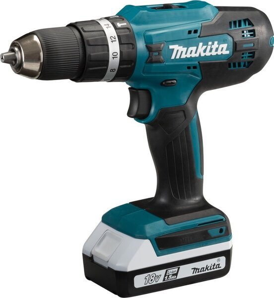 

Шуруповерт-дрель Makita HP488DWE, аккум., 18Вх2шт., 1.5Ач, 24Нм, 1.7 кг