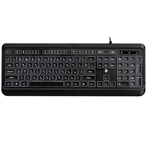 Акція на Клавиатура 2E KS120 White Backlight USB Black (2E-KS120UB) від MOYO
