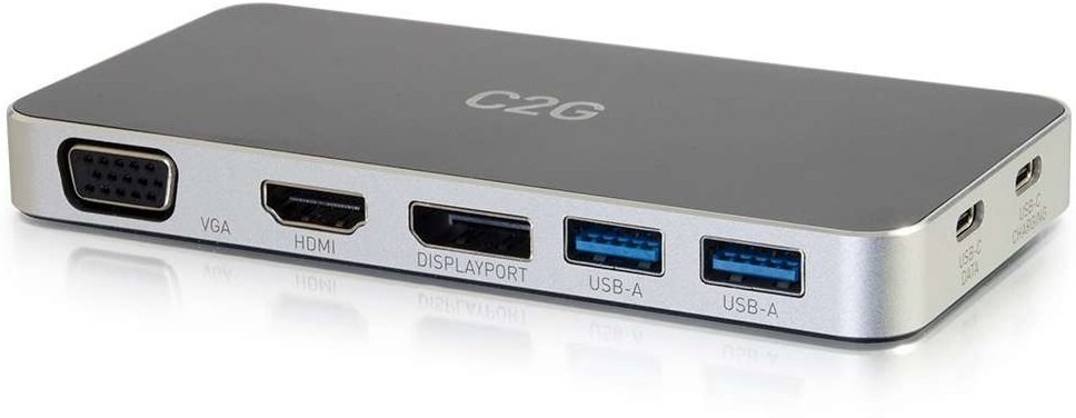 Док станція C2G USB-C на HDMI, DP, VGA, USB, Power Delivery до 60W (CG88845)фото