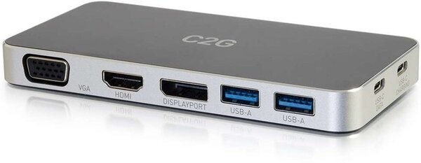 Акція на Док станция C2G USB-C на HDMI, DP, VGA, USB, Power Delivery до 60W (CG88845) від MOYO