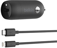Автомобильное ЗУ Belkin Car Charger 20W PD, USB-C - Lightning 1.2m, Black (CCA003bt04BK)