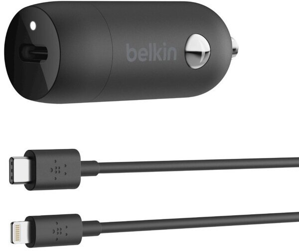 

Автомобильное ЗУ Belkin Car Charger 20W PD, USB-C - Lightning 1.2m, Black (CCA003bt04BK)