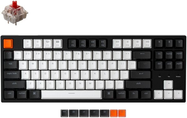 

Клавиатура KEYCHRON C1 Wired 87 keys, Gateron Switch White LED, Red (C1A1_KEYCHRON)